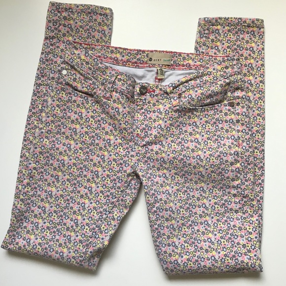 Roxy Skinny Floral Print Jeans Boho Summer Style - Picture 3 of 6